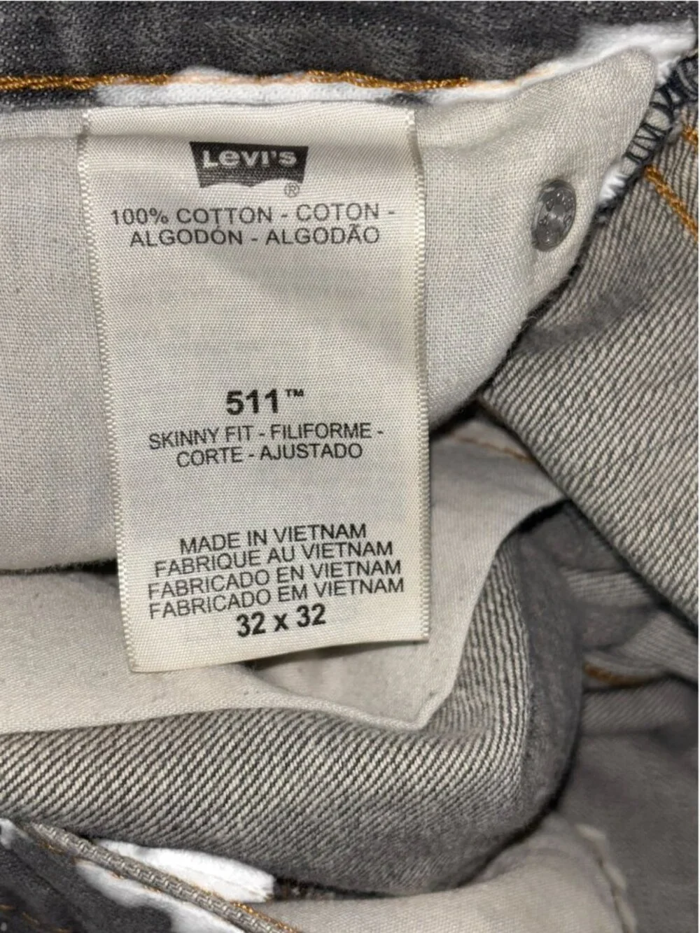Levi's 511 32x32 Gray Wash Jeans